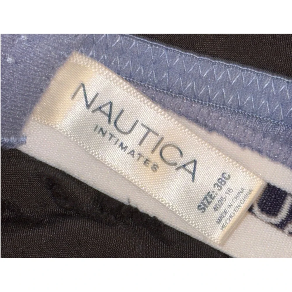 Nautica Intimates Blue Ribbed Lightky‎ Lined Full Coverage Underwire Bra, 38C